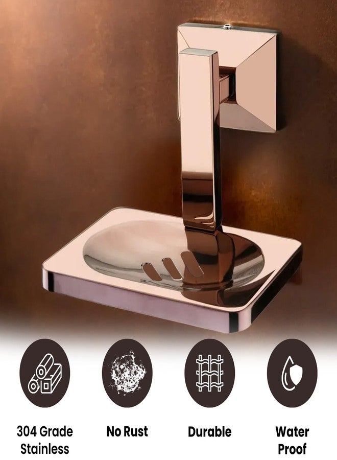 LUXIUR Soap Stand for Bathroom and Kitchen Sink, 304 Stainless Steel Soap Case for Wall Mount, Soap Dish, Soap Holder, Rose Gold - Image 3